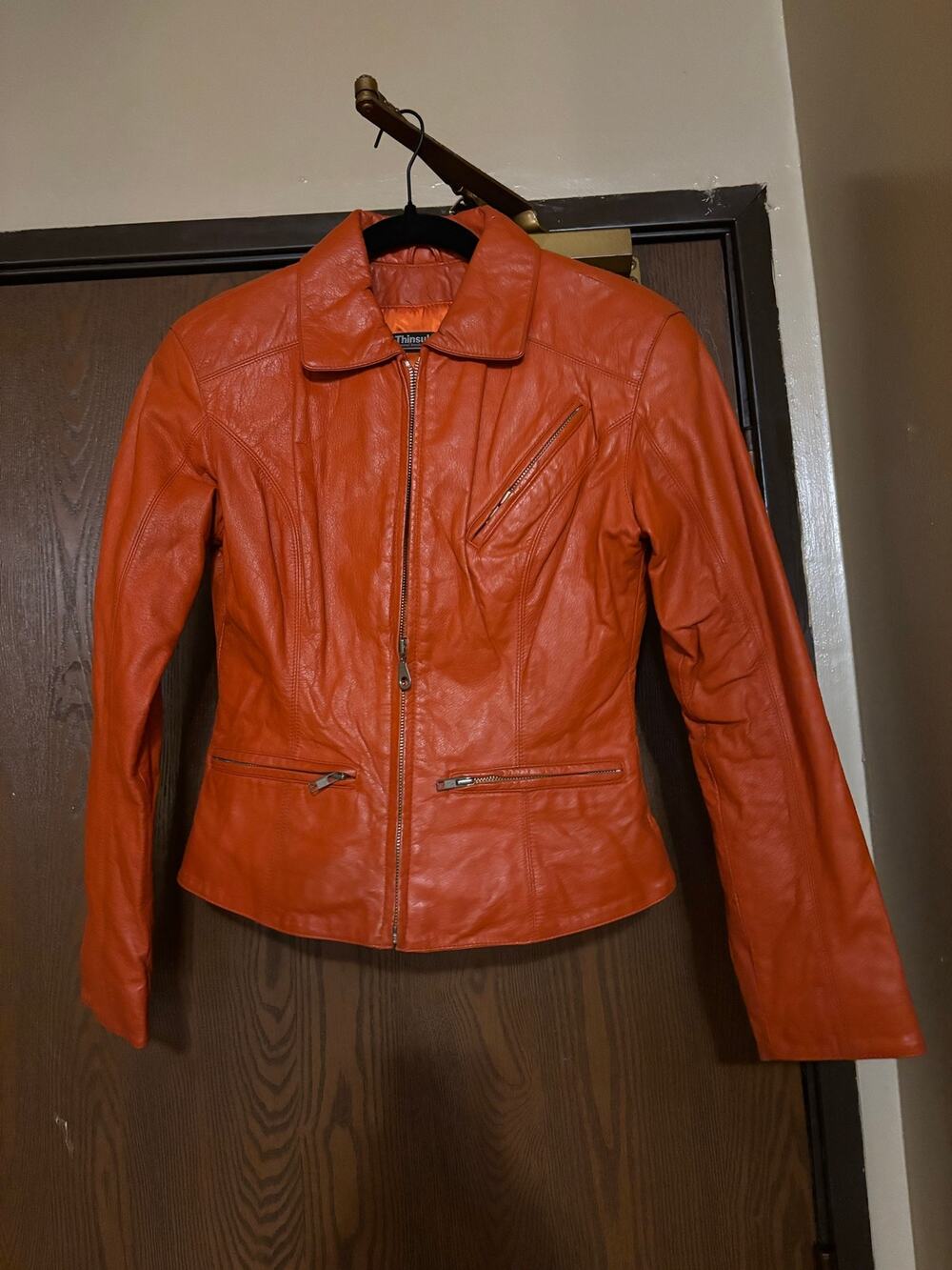 Vintage Wilson’s Orange Leather Unique Thinsulate Biker Motorcycle Coat/ Jacket
